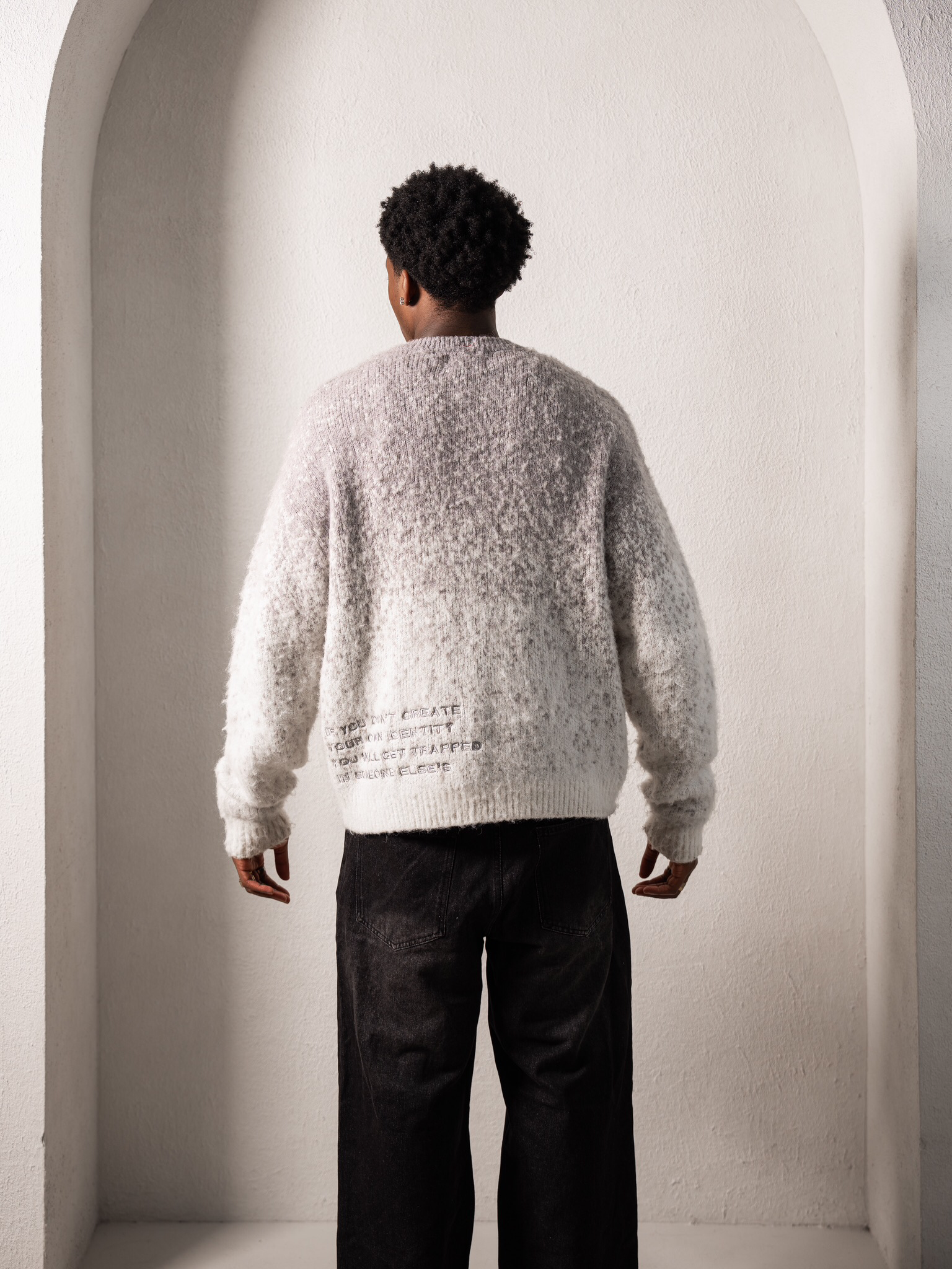 VLNS “ FIND YOUR IDENTITY” FULL ZIP UP  MOHAIR CARDIGAN (GREY)