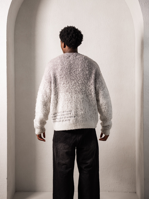 VLNS “ FIND YOUR IDENTITY” FULL ZIP UP  MOHAIR CARDIGAN (GREY)